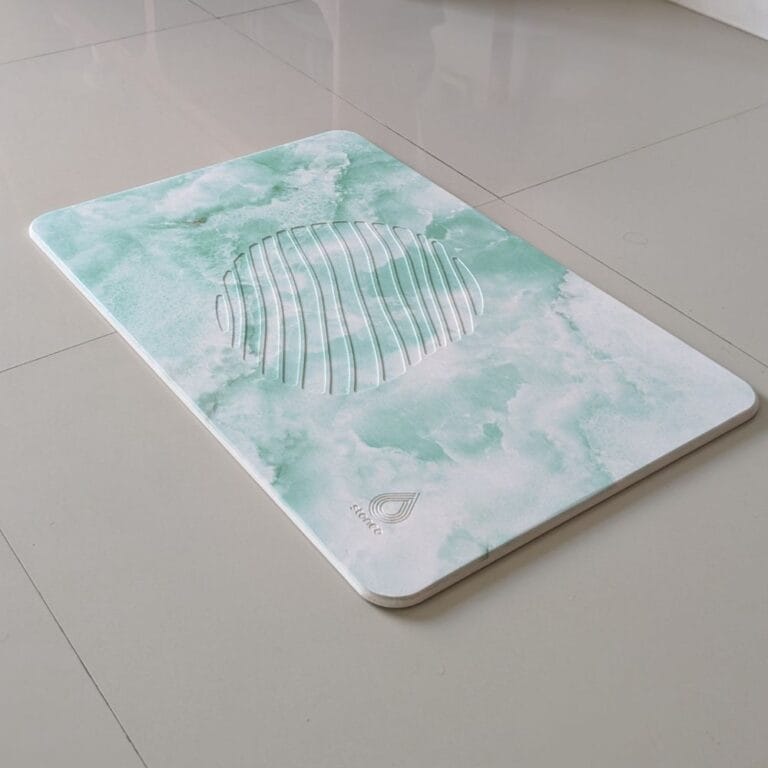 Tapis de bain en pierre naturelle, séchage rapide et anti-humidité.