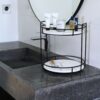 Rangement en pierre anti-bactérien, parfait pour une salle de bain saine