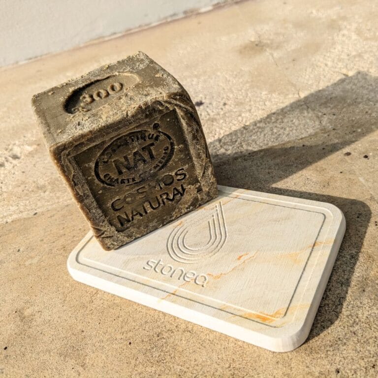 Porte-savon en pierre naturelle, design élégant et fonctionnel