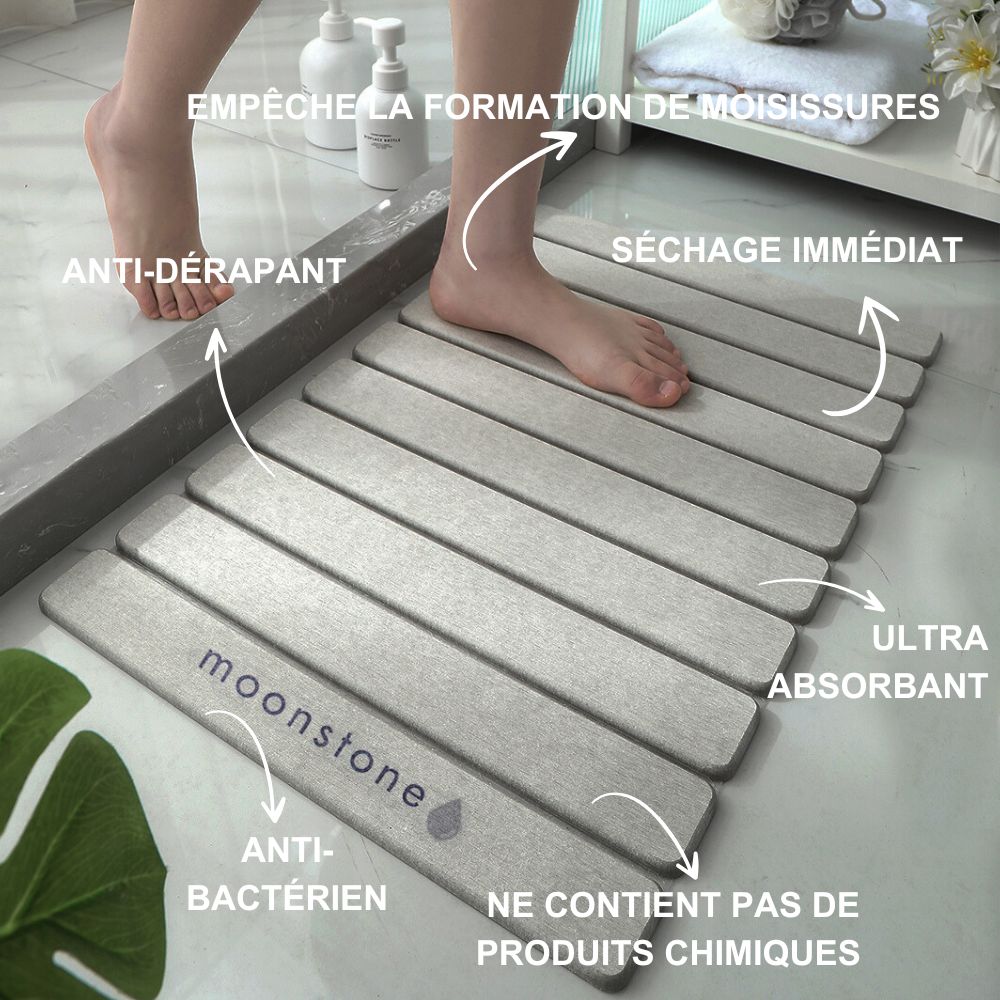 Tapis de bain pliable Blanc Éternel en diatomite Agilis