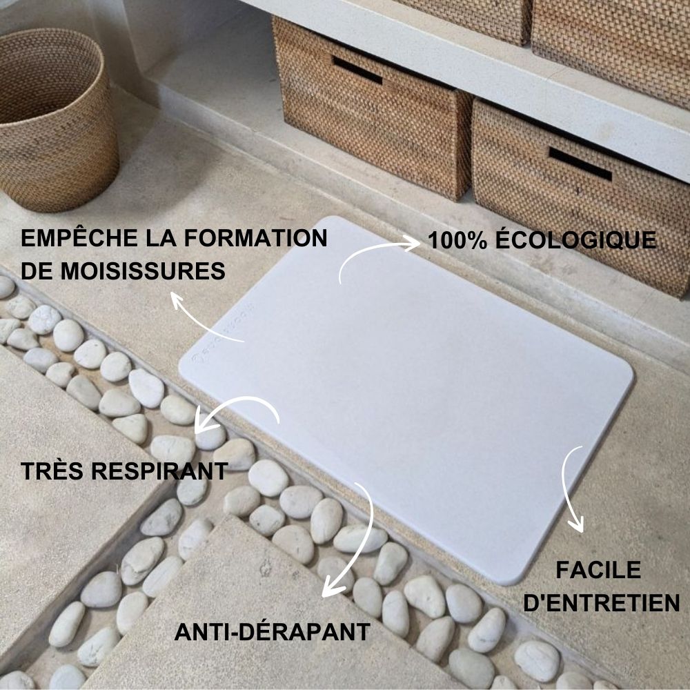 Tapis de bain Blanc Éternel en diatomite Terra