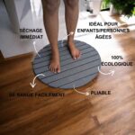Tapis de bain rond Gris Nuage en diatomite Agilis