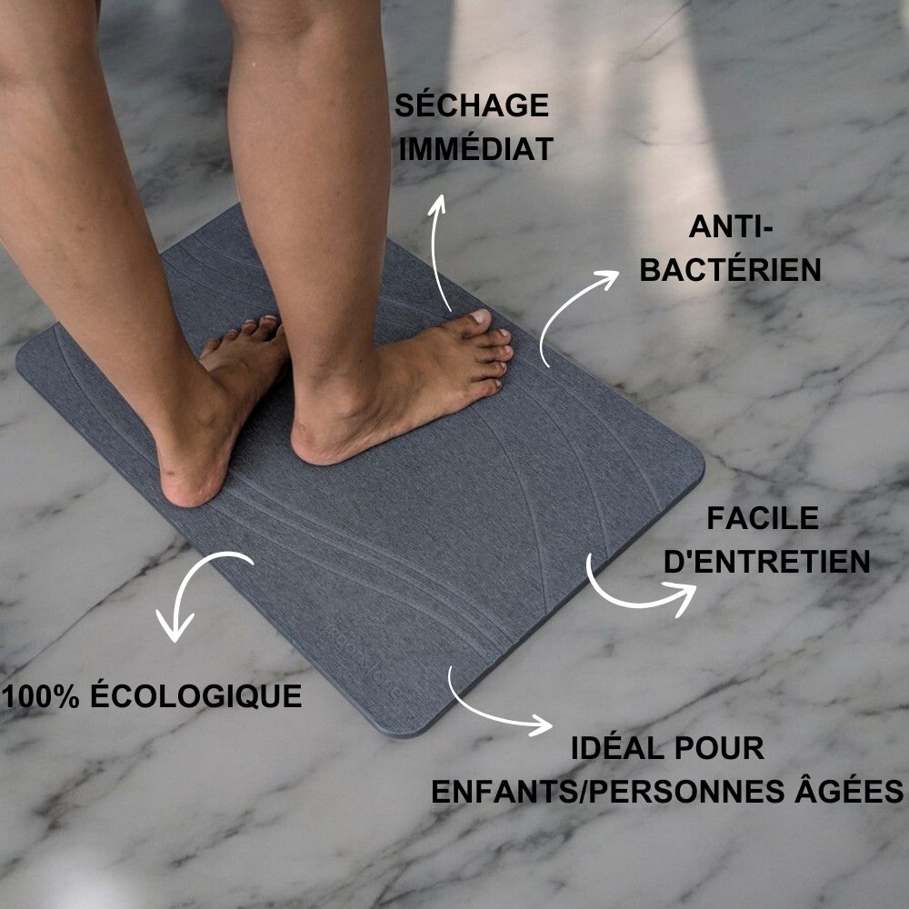 Tapis de bain Gris Orage en diatomite Terra Vela