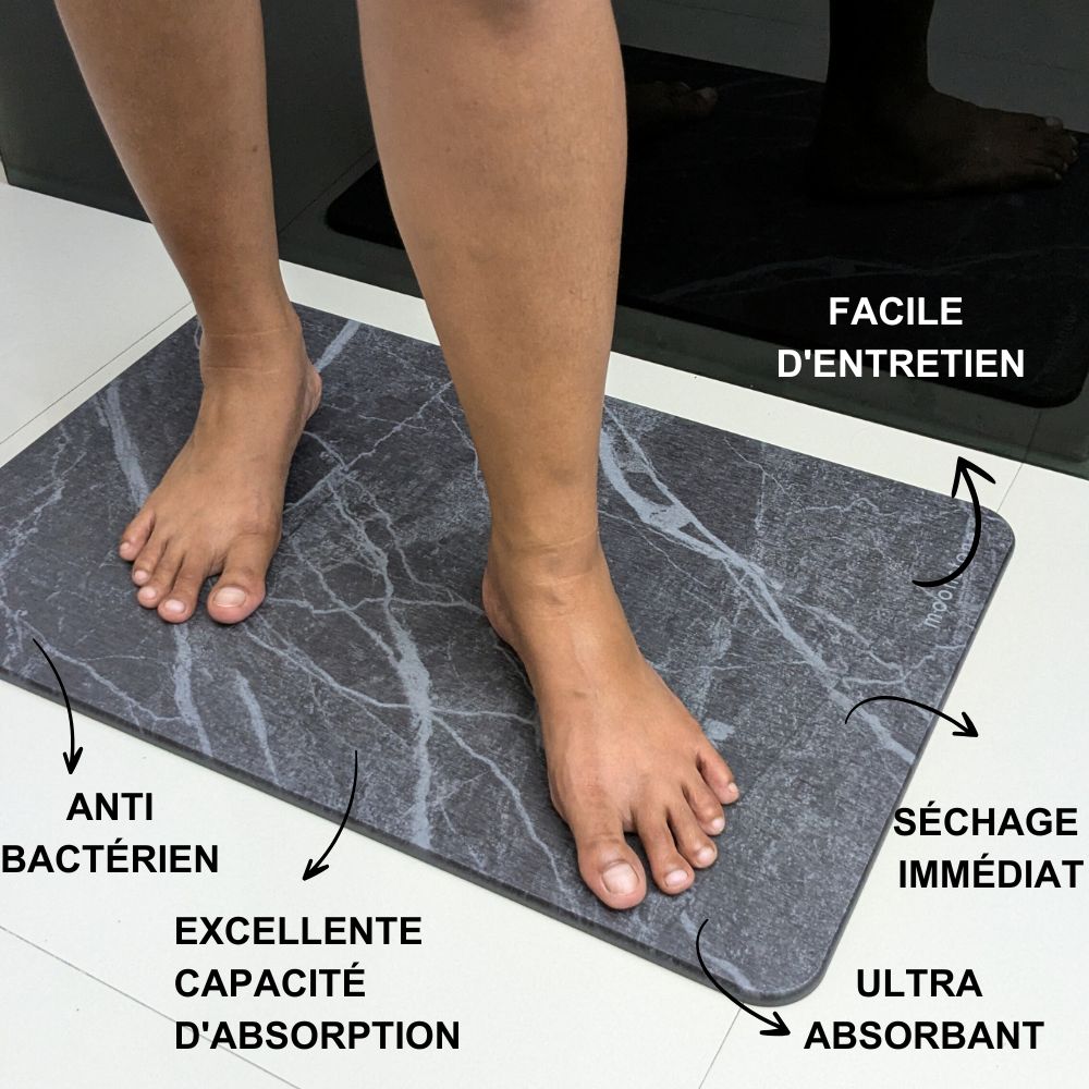 Tapis de bain Gris Nocturne en diatomite Terra