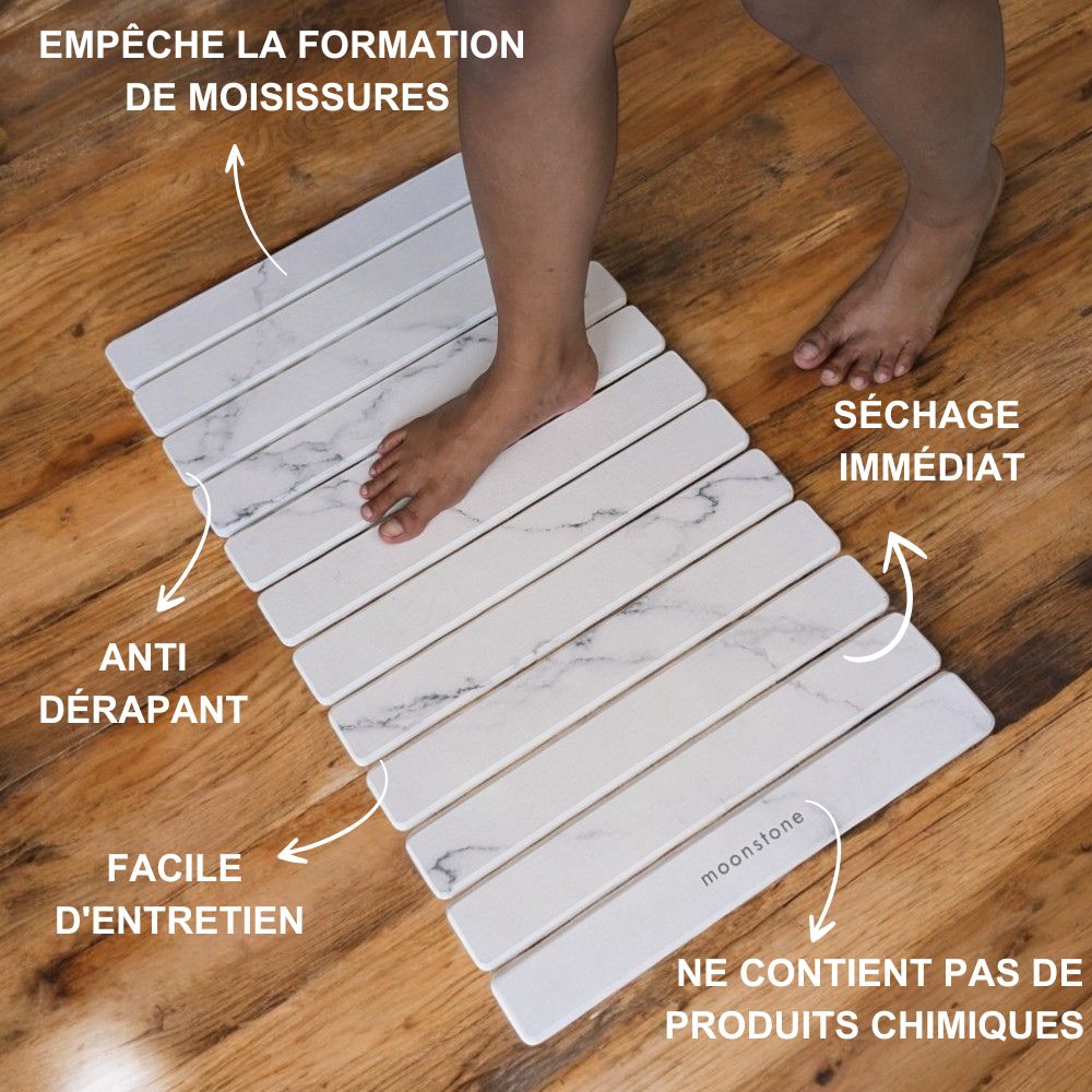 Grand tapis de bain Gris Cendre en diatomite Agilis XL