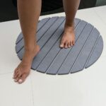 Tapis de bain rond Gris Orage en diatomite Agilis