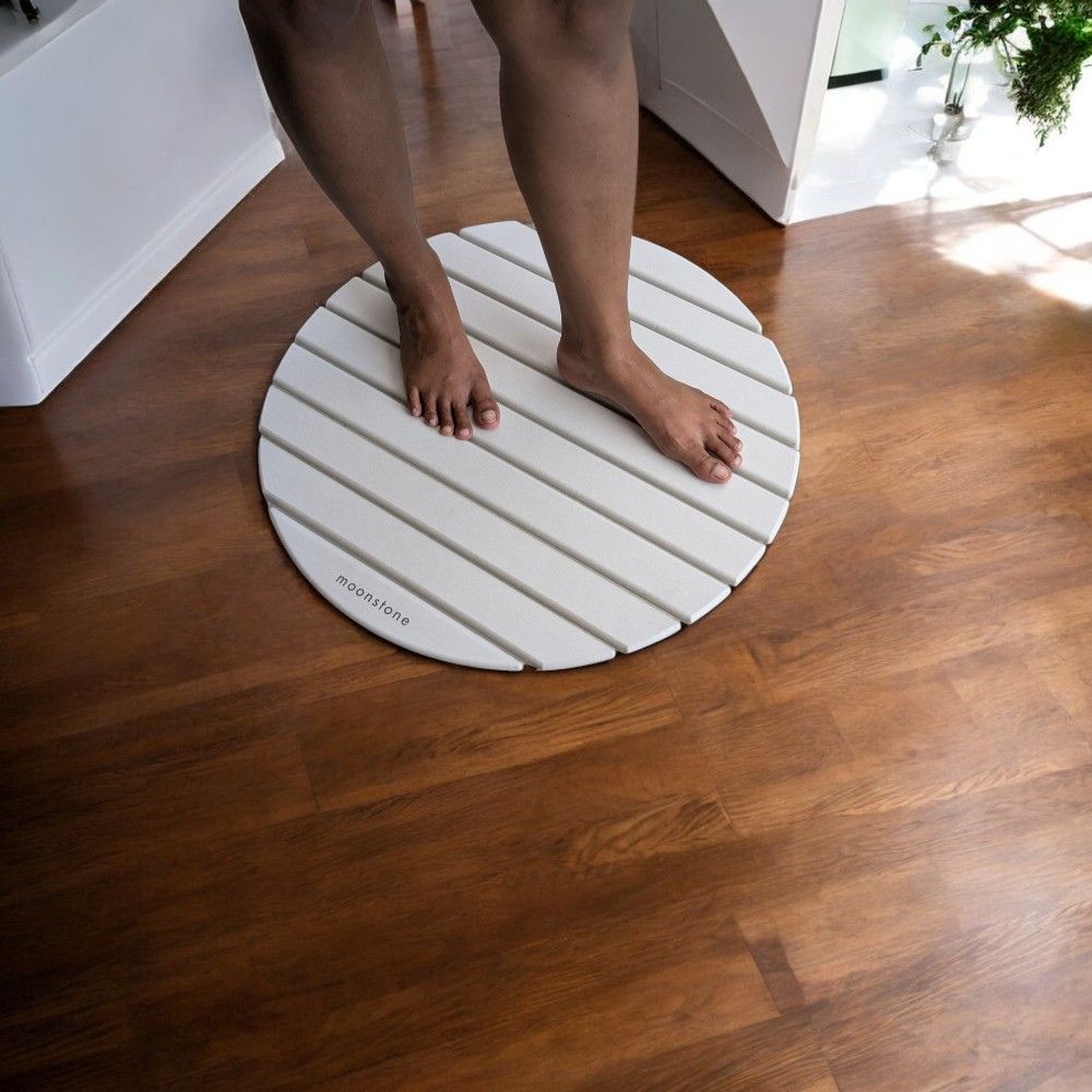 Tapis de bain rond Gris Nuage en diatomite Agilis