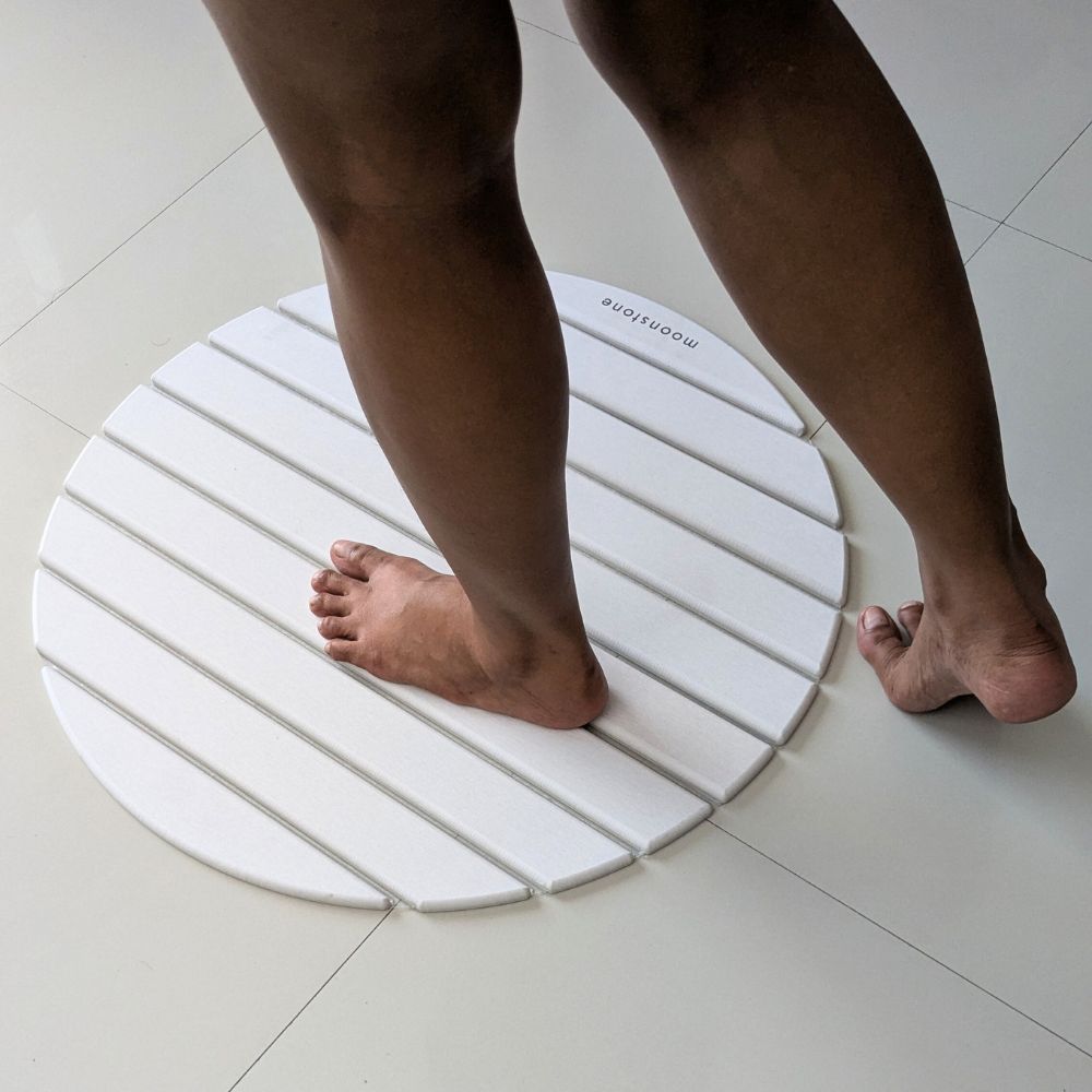 Tapis de bain rond Blanc Éternel en diatomite Agilis