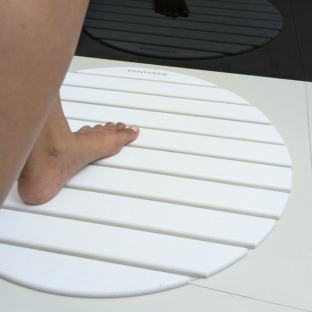 Tapis de bain rond Blanc Éternel en diatomite Agilis