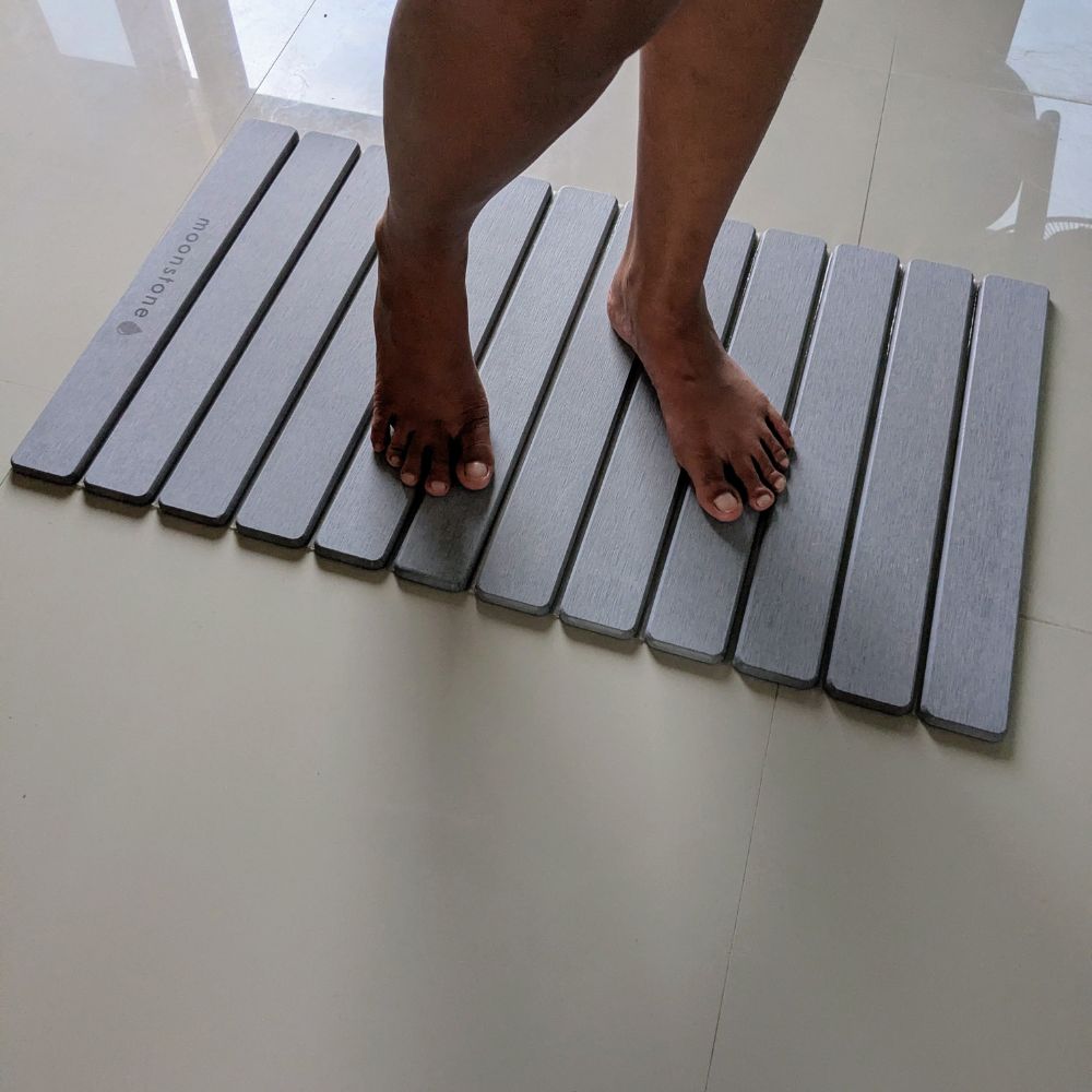 Grand tapis de bain Gris Nuage en diatomite Agilis XL