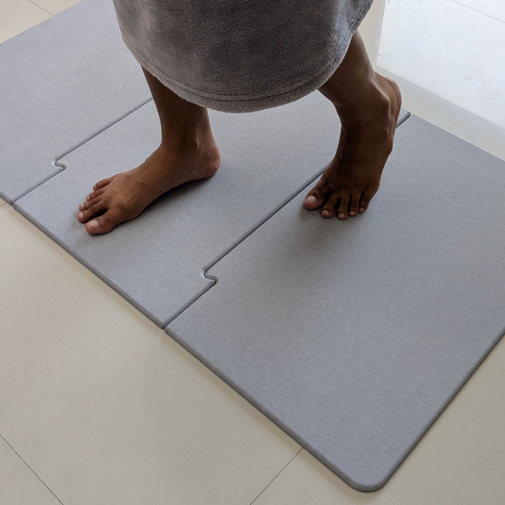 Tapis de bain grande taille Gris Nuage en diatomite Modula