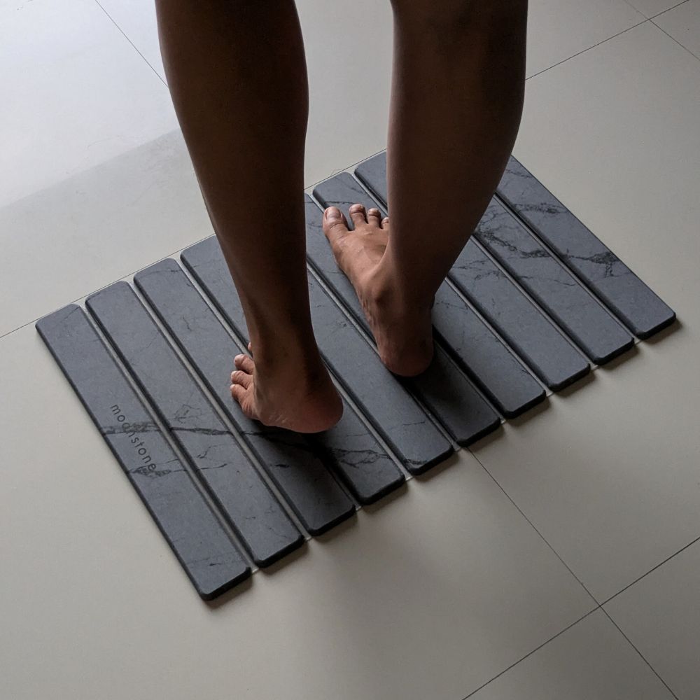Tapis de bain pliable Gris Cendre en diatomite Agilis