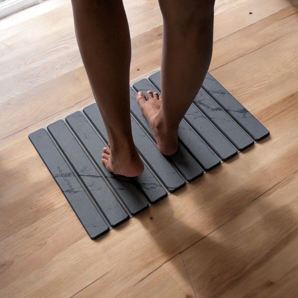 Tapis de bain pliable Gris Cendre en diatomite Agilis