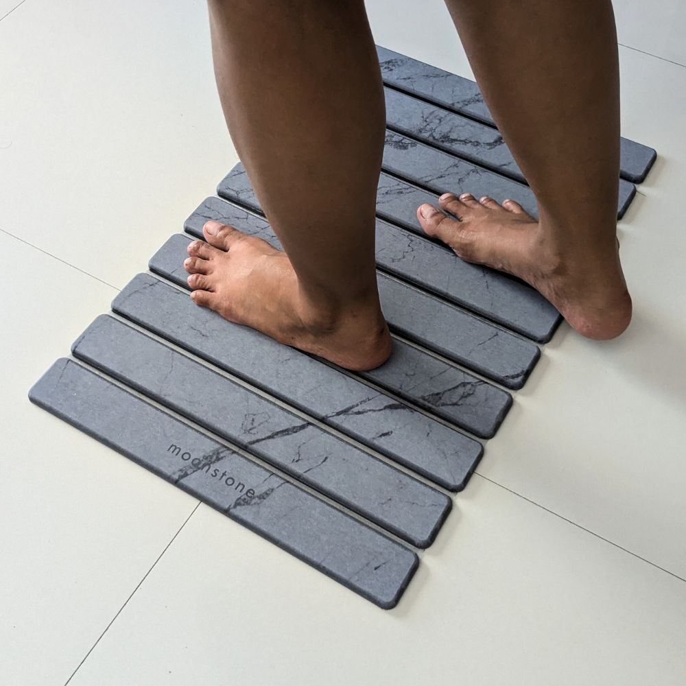 Tapis de bain pliable Gris Cendre en diatomite Agilis