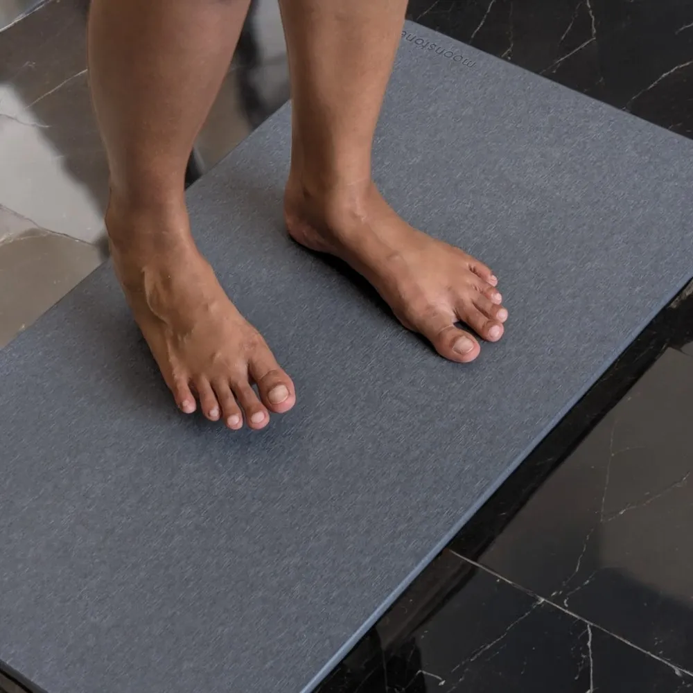 Grande taille tapis de bain Gris Orage en diatomite Terra XL