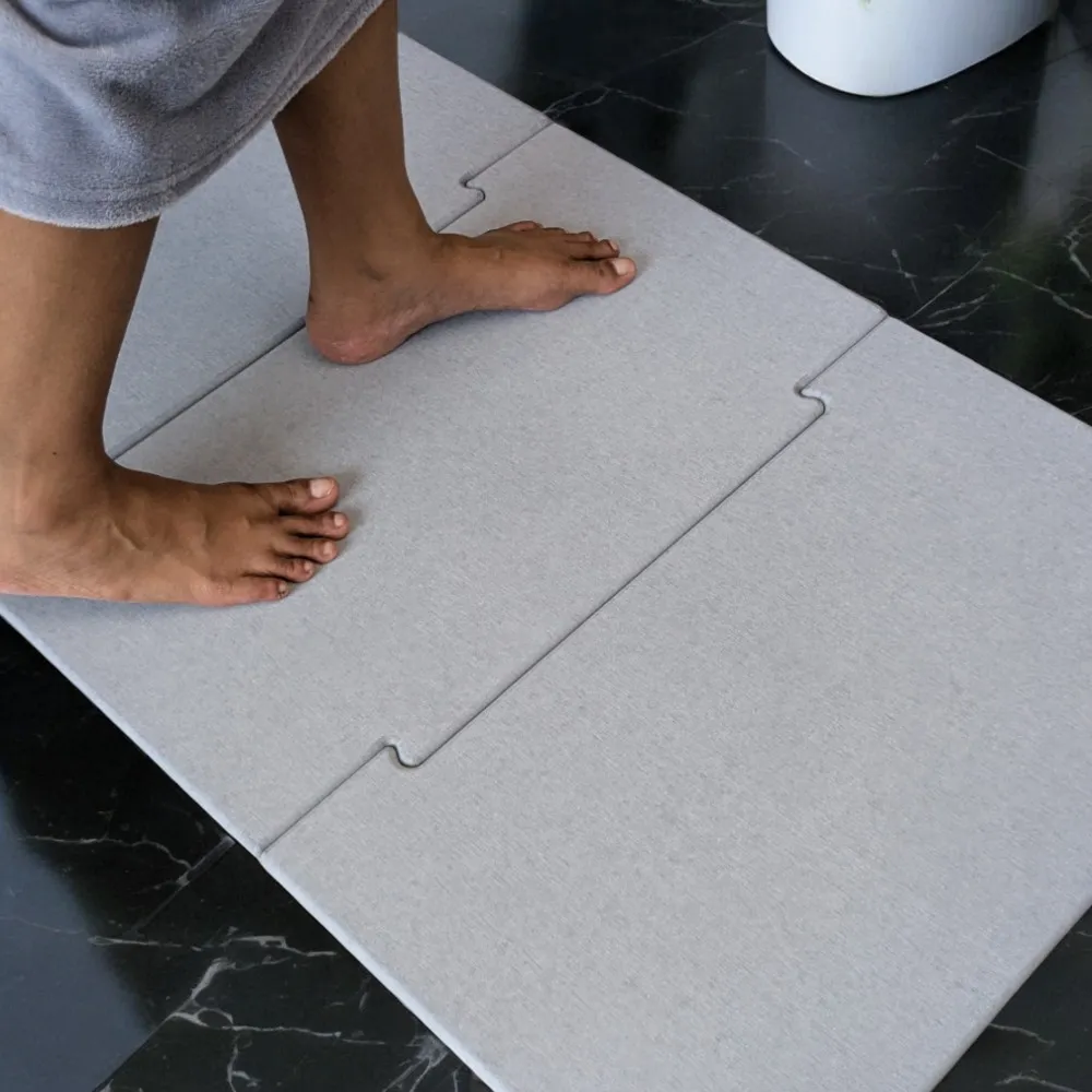 Tapis de bain grande taille Gris Nuage en diatomite Modula