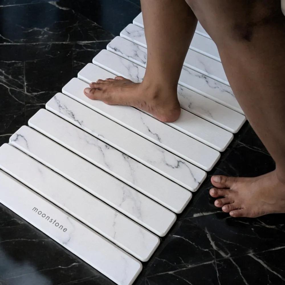 Grand tapis de bain Blanc Brume en diatomite Agilis XL