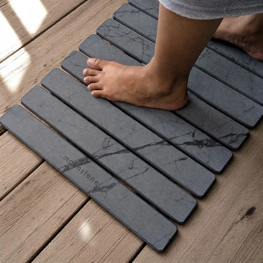 Grand tapis de bain Gris Cendre en diatomite Agilis XL