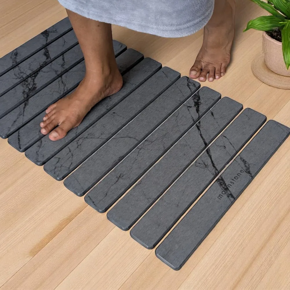 Grand tapis de bain Gris Cendre en diatomite Agilis XL