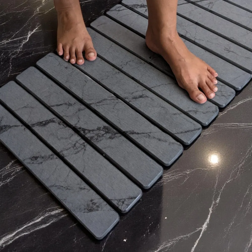 Grand tapis de bain Gris Cendre en diatomite Agilis XL