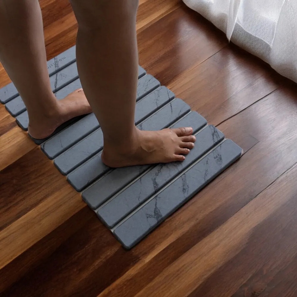 Tapis de bain pliable Gris Cendre en diatomite Agilis