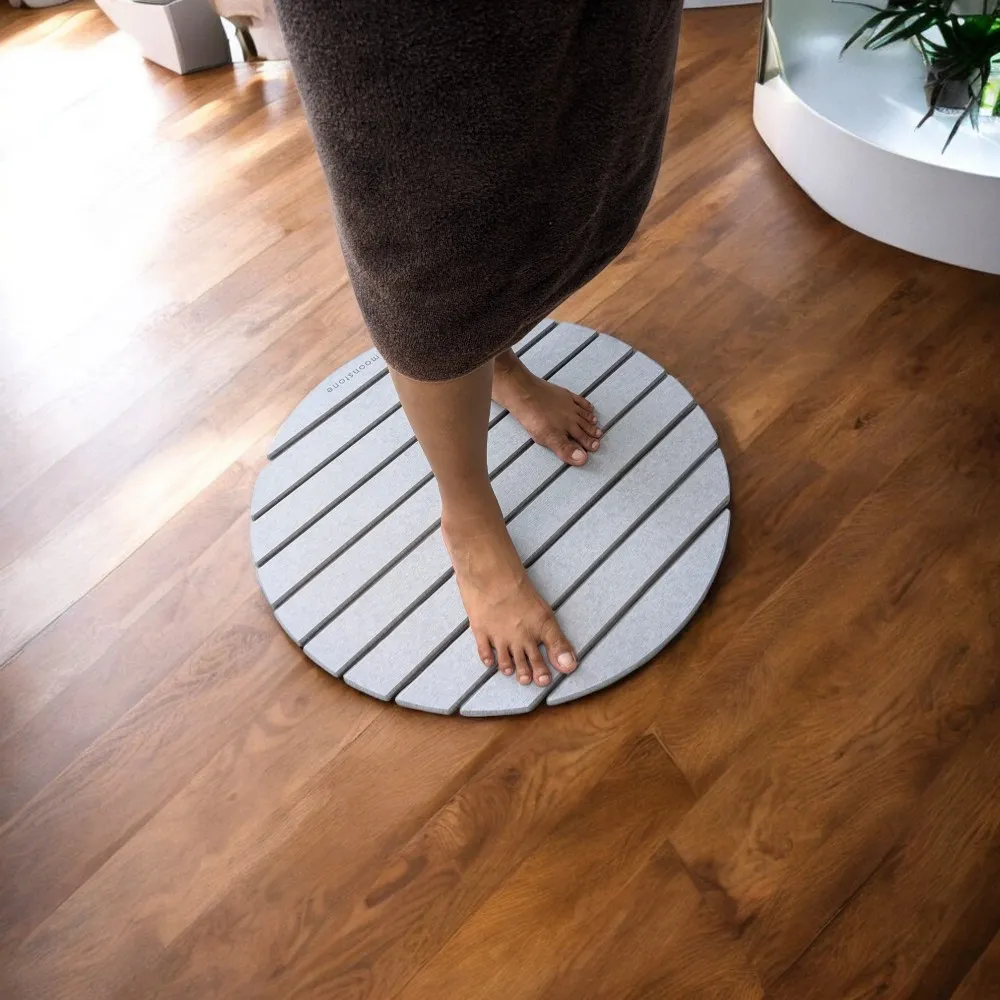 Tapis de bain rond Gris Nuage en diatomite Agilis