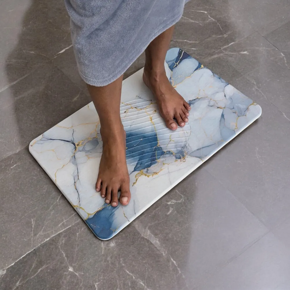 Tapis de bain Bleu Saphir en diatomite Essence