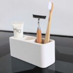 Porte brosse à dents Blanc Éternel en diatomite Olika