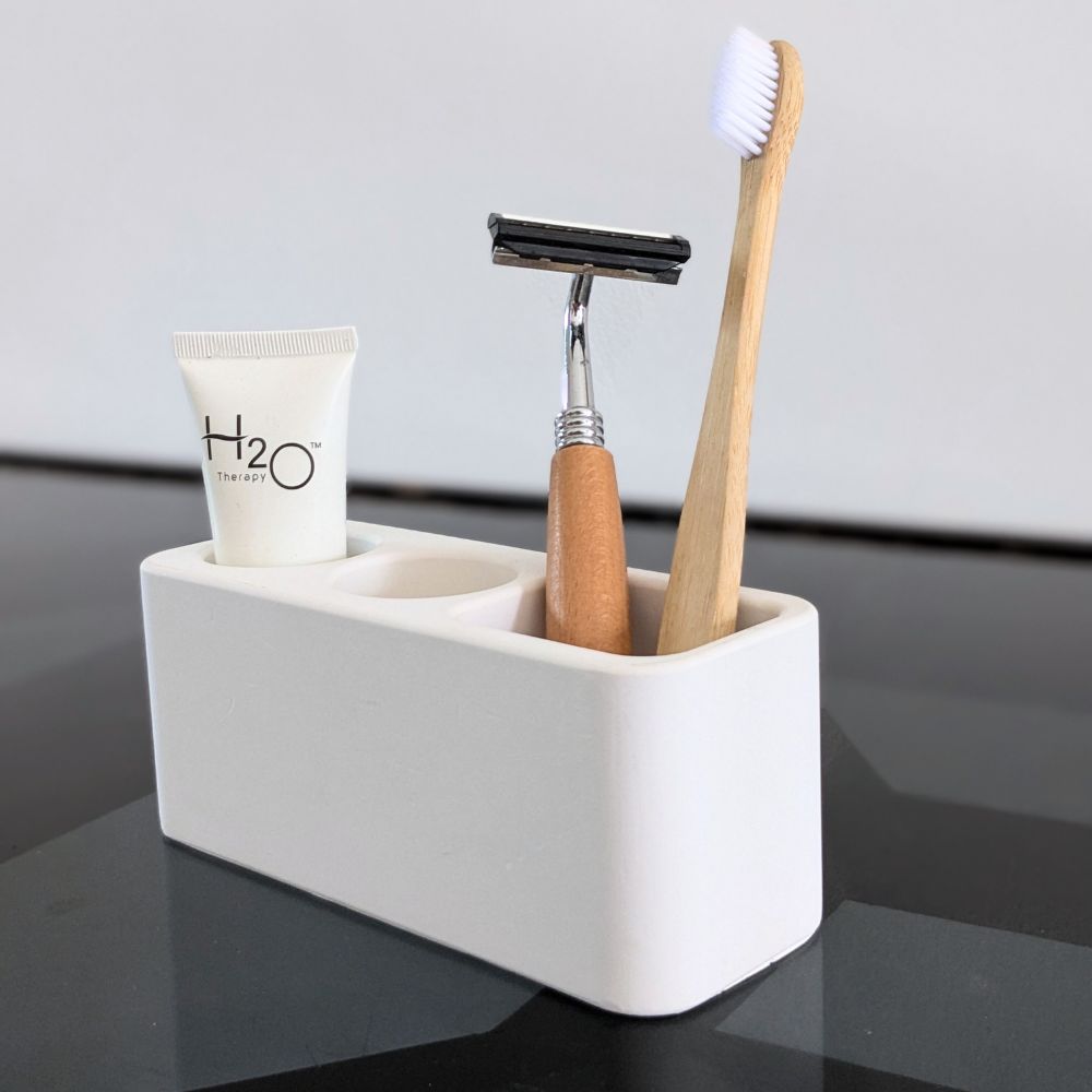 Porte brosse à dents Blanc Éternel en diatomite Olika