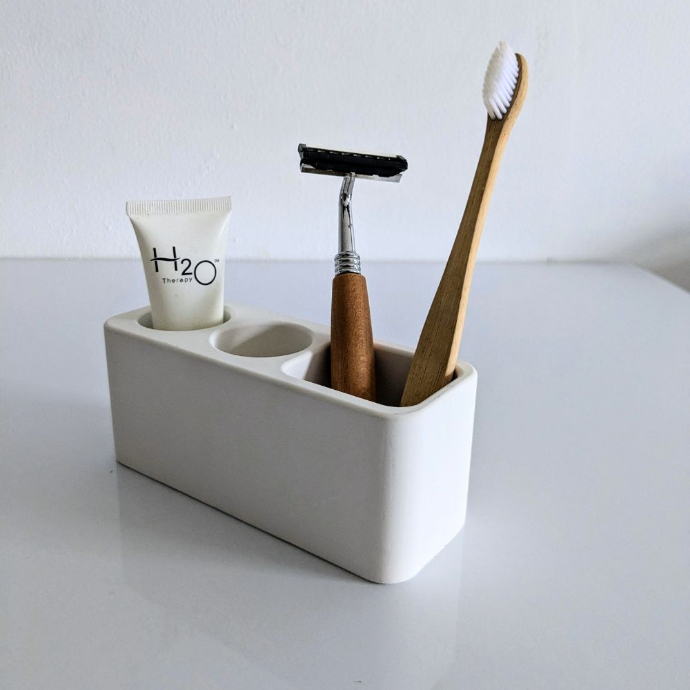 Porte brosse à dents Blanc Éternel en diatomite Olika