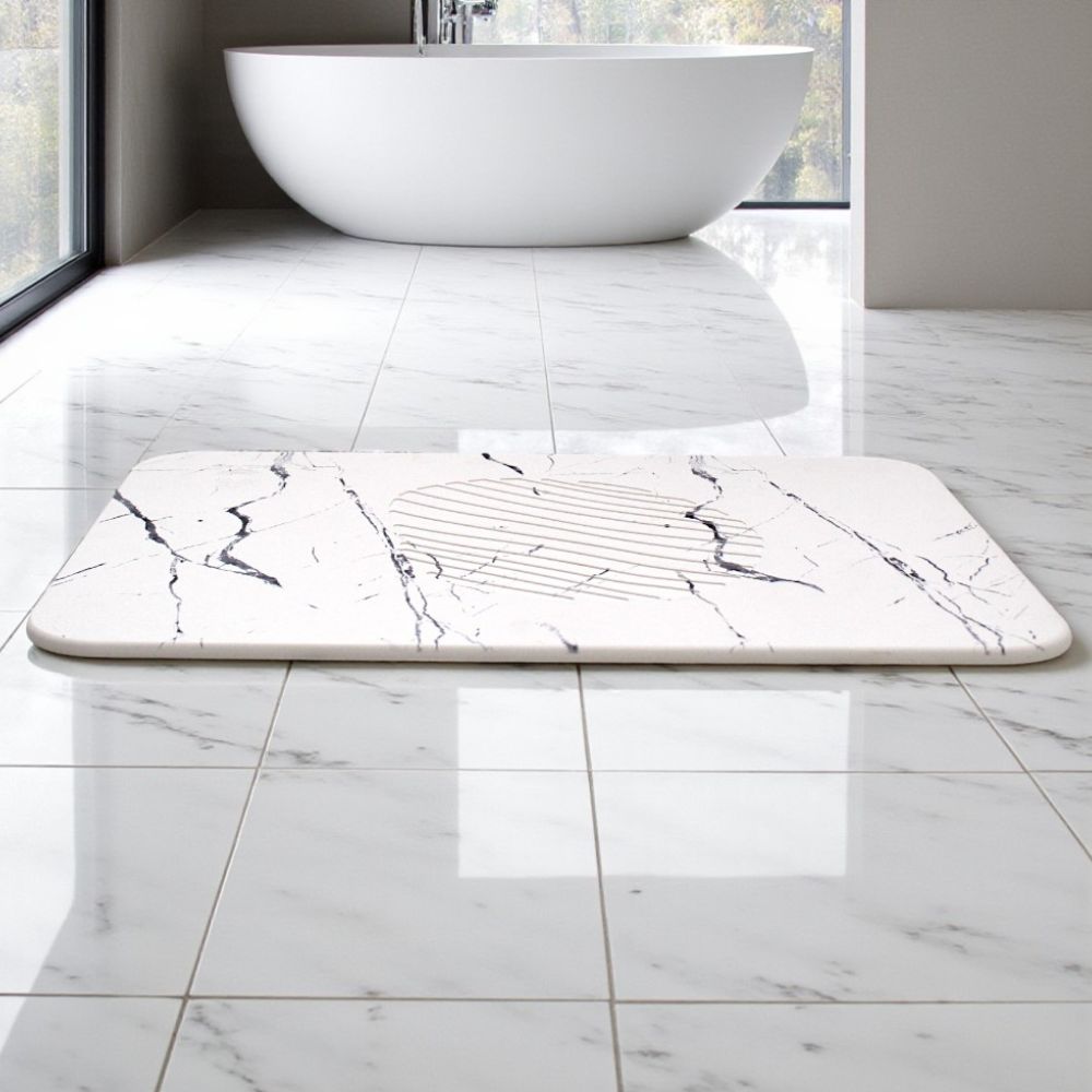 Tapis de bain Blanc Coral en Diatomite Essence