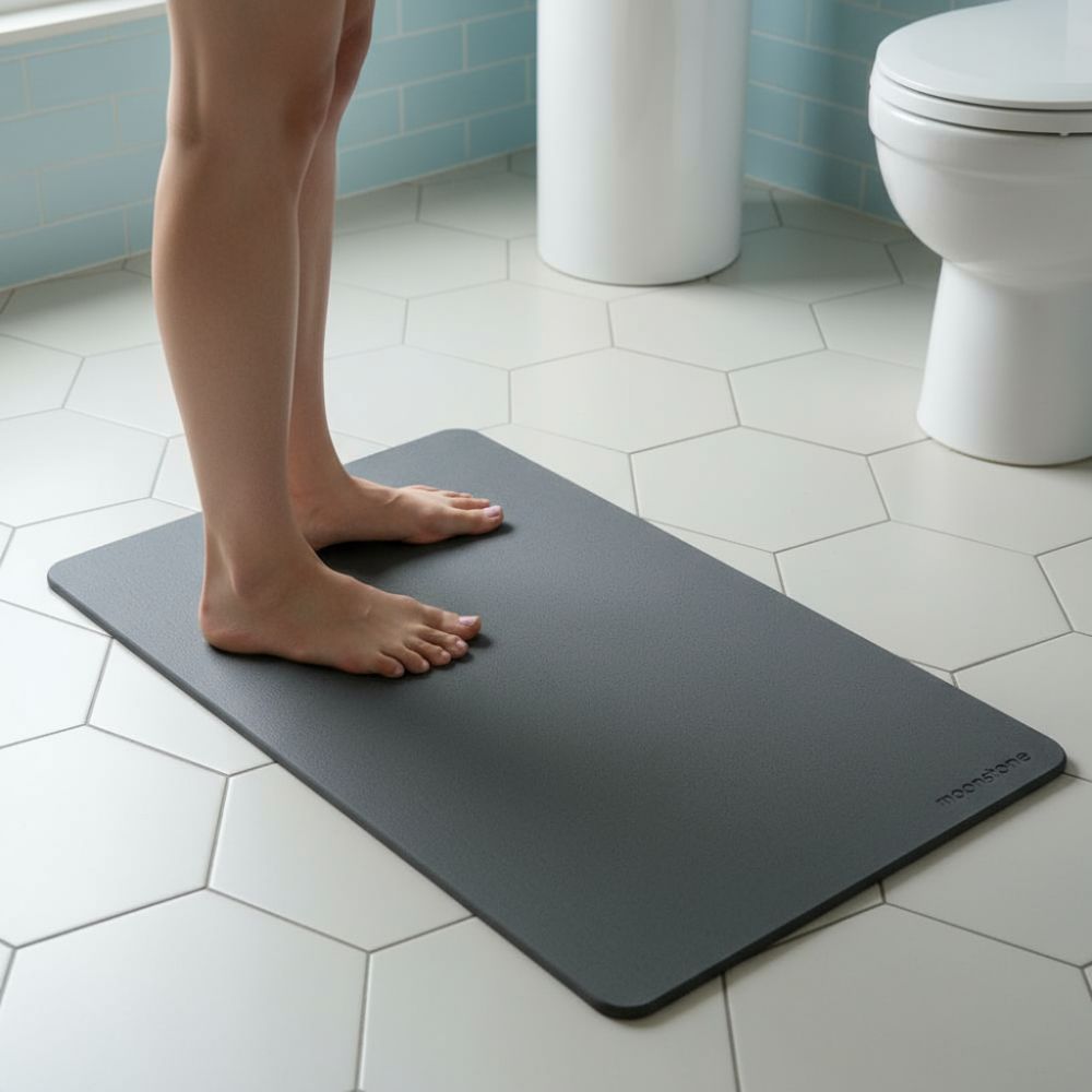 Grande taille tapis de bain Gris Orage en diatomite Terra XL