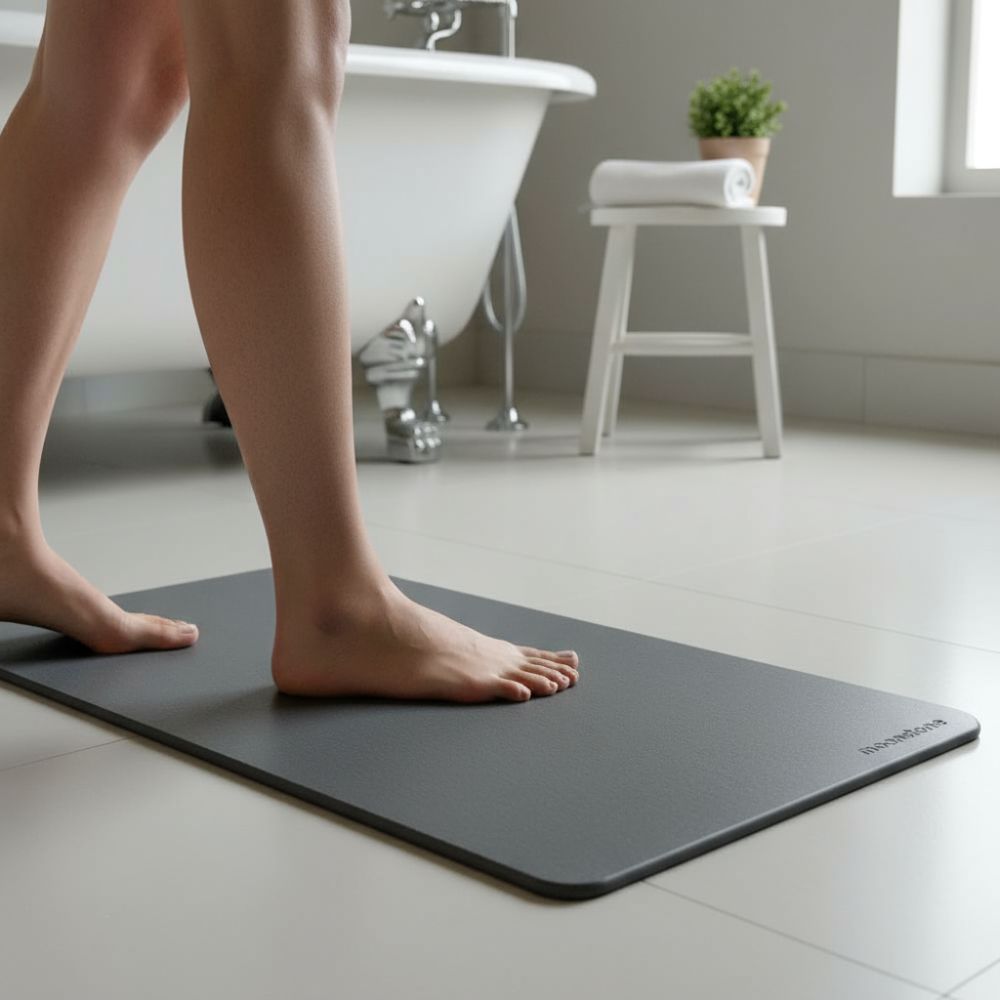 Grande taille tapis de bain Gris Orage en diatomite Terra XL