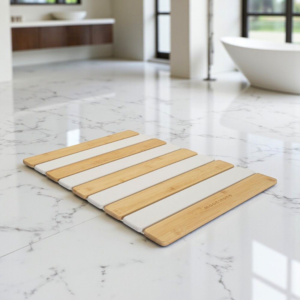 Tapis de bain pliable Bambou Tigré en diatomite Agilis