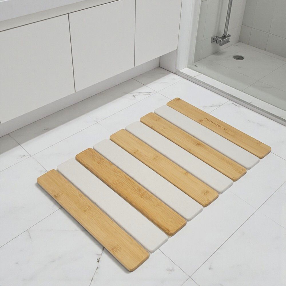 Tapis de bain pliable Bambou Tigré en diatomite Agilis
