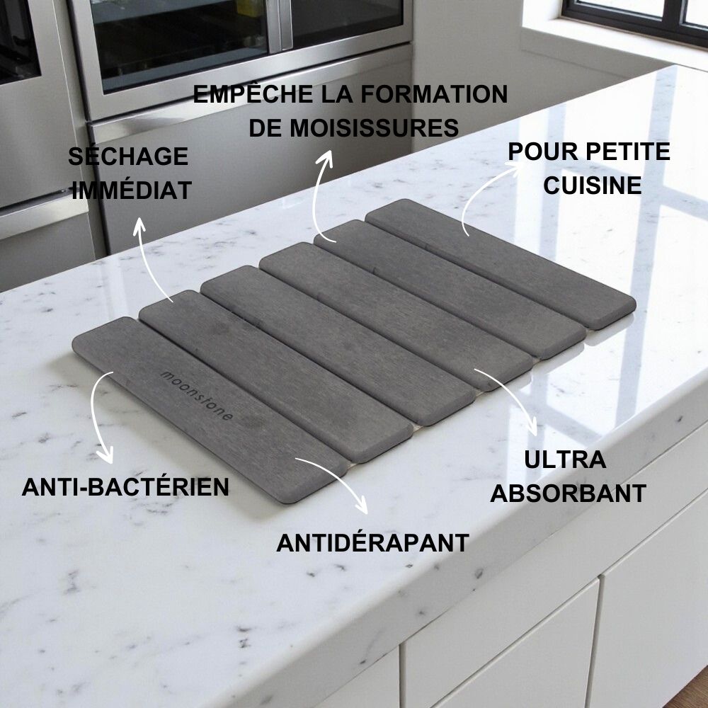 Tapis de vaiselle Gris Orage en diatomite Agilis