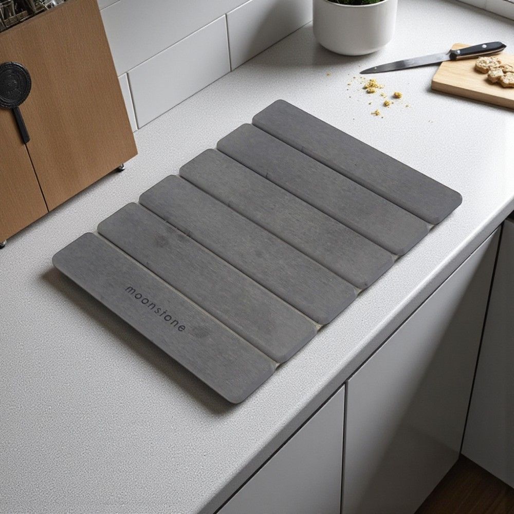 Tapis de vaiselle Gris Orage en diatomite Agilis