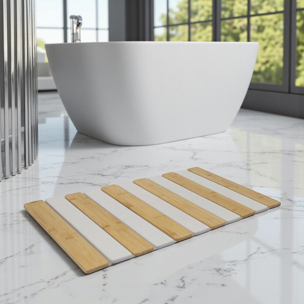Grand tapis de bain en diatomite bambou Agilis XL