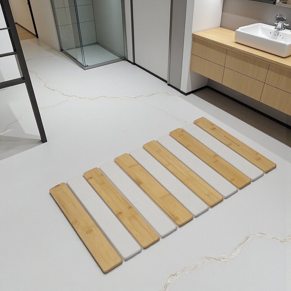 Grand tapis de bain en diatomite bambou Agilis XL