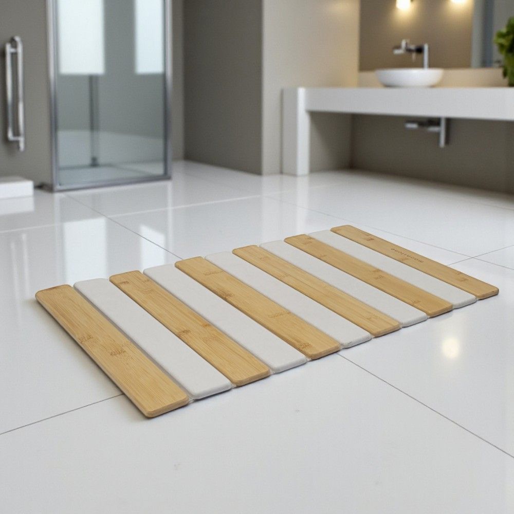 Grand tapis de bain en diatomite bambou Agilis XL