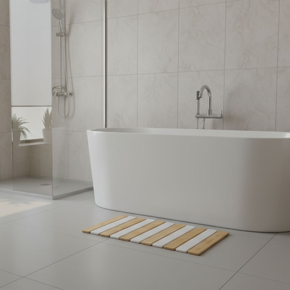 Tapis de bain pliable Bambou Tigré en diatomite Agilis