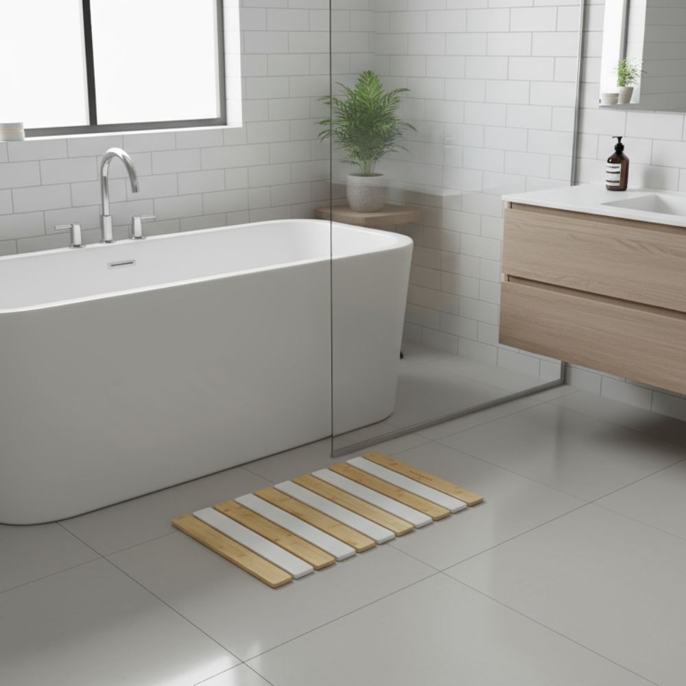 Tapis de bain pliable Bambou Tigré en diatomite Agilis