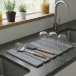 Tapis de vaiselle Gris Orage en diatomite Agilis