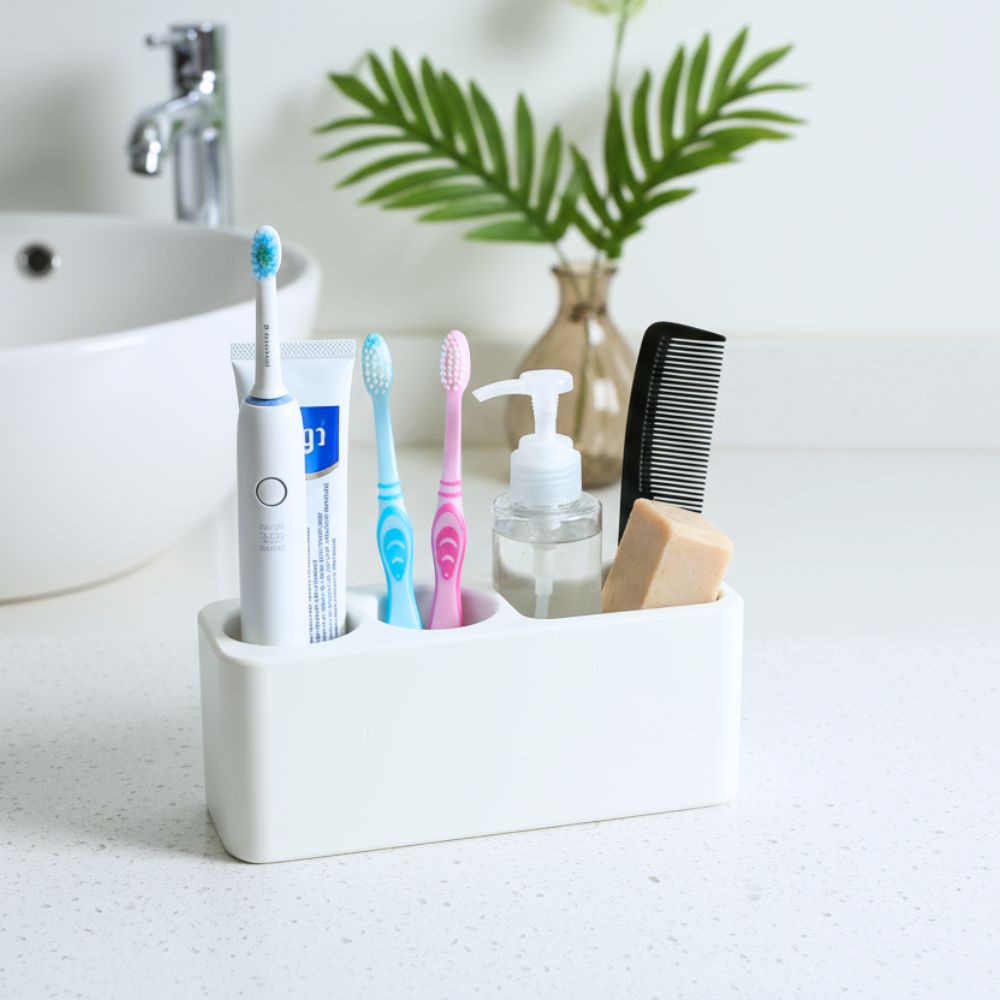 Porte brosse à dents Blanc Éternel en diatomite Olika