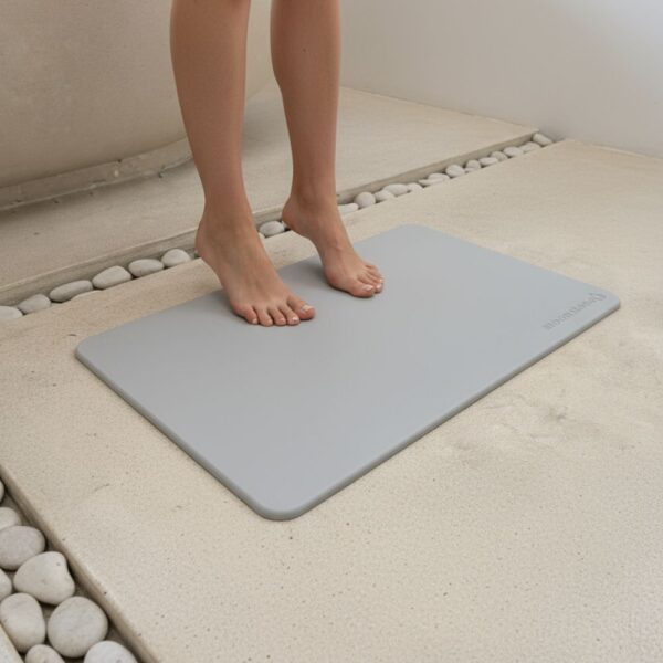Wave Tappeto da bagno antiscivolo e ad asciugatura rapida grigio/bianco 60 x 90 cm | Leroy Merlin
