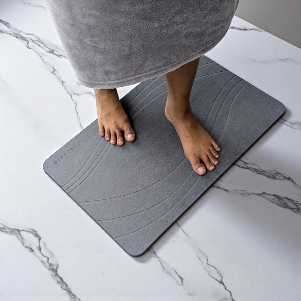 Tapis de bain Gris Orage en diatomite Terra Vela