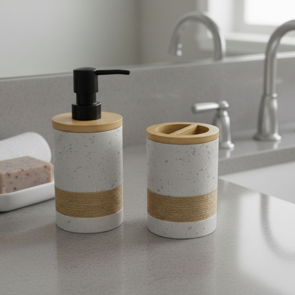 Ensemble de 3 accessoires salle de bain Bambou