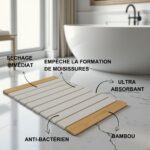 Grand tapis de bain en diatomite bambou Agilis XL
